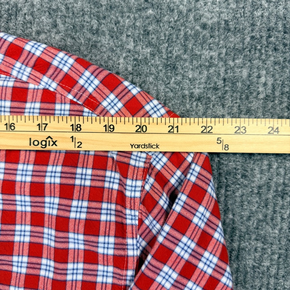 LL Bean Mens XL Regular Red Plaid Button Down Shirt Cotton Long Sleeve 285277 - Picture 5 of 12